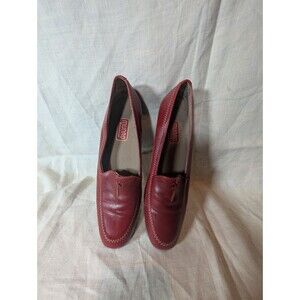 Munro American Women's Red Leather Loafer Slip On Shoes